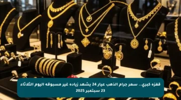 قفزة كبرى.. سعر جرام الذهب عيار 24 يشهد زيادة غير مسبوقة اليوم الثلاثاء 23 سبتمبر 2025